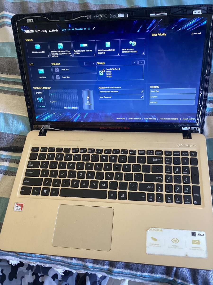 Asus laptop AMD 7th Gen for spare/repair