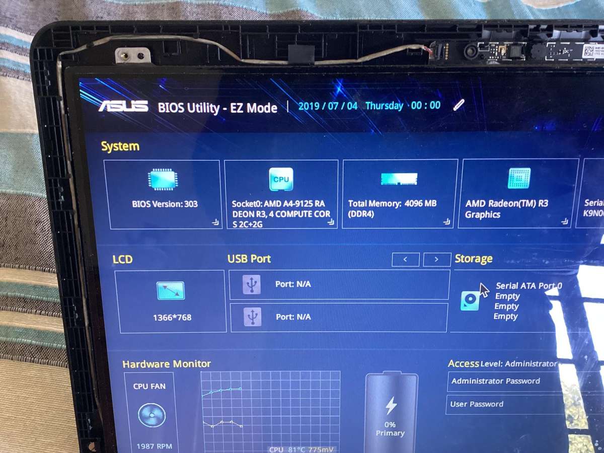 Asus laptop AMD 7th Gen for spare/repair