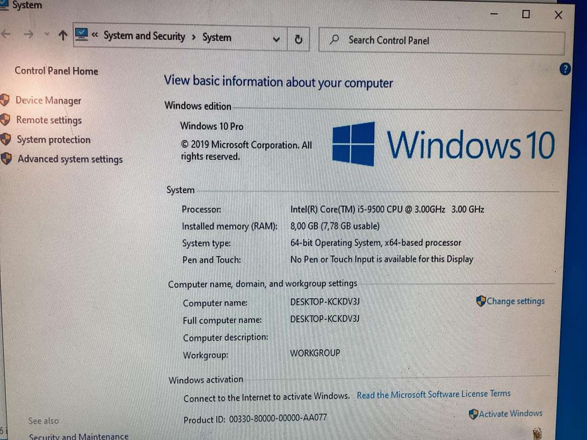 Hp I5 9th Gen, 8 gig ram desktop