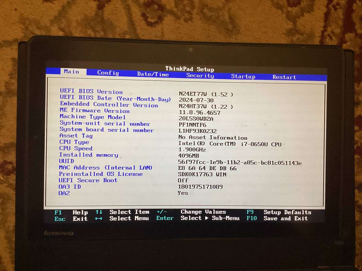 Lenovo laptop t480 i7 8th Gen sold for spare/repair