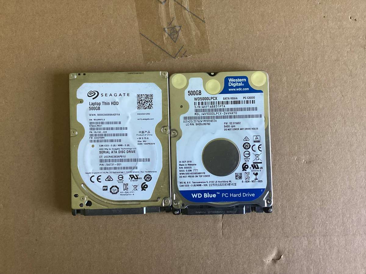 2 x 500gig laptop hard drives Both SOLD AS 1 LOT