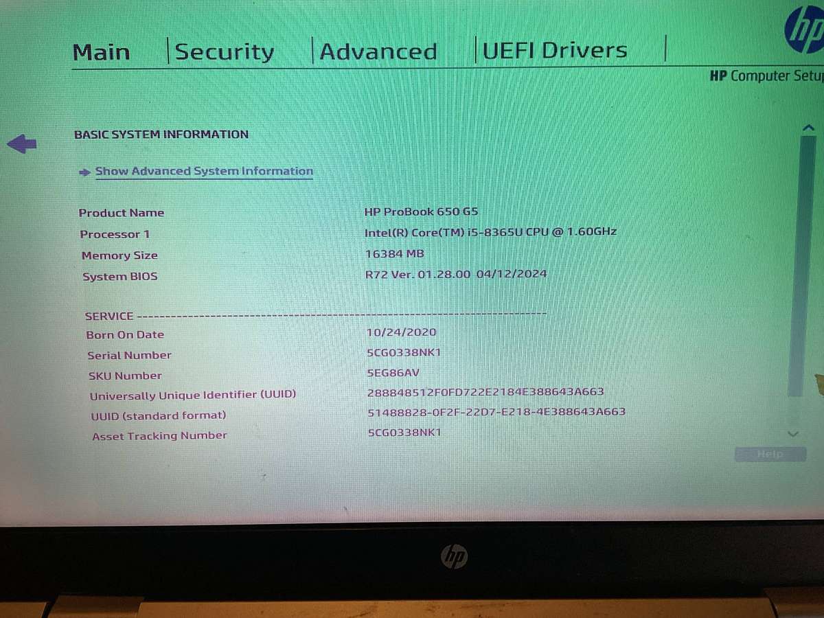 Hp ptobook 650 G5 i5 8th Gen for spare/repair