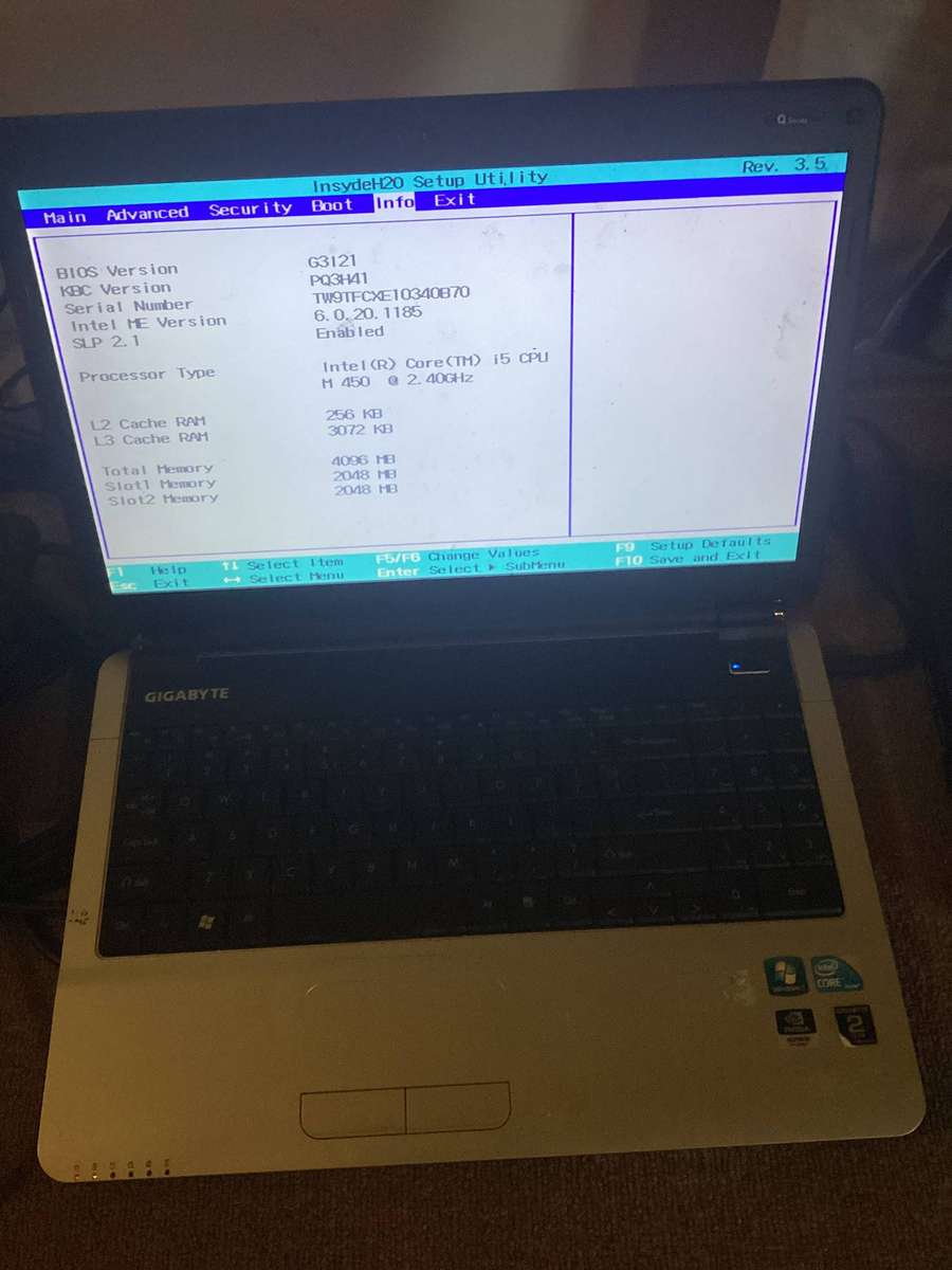 Gigabyte laptop I5 1st Gen for spares/repair