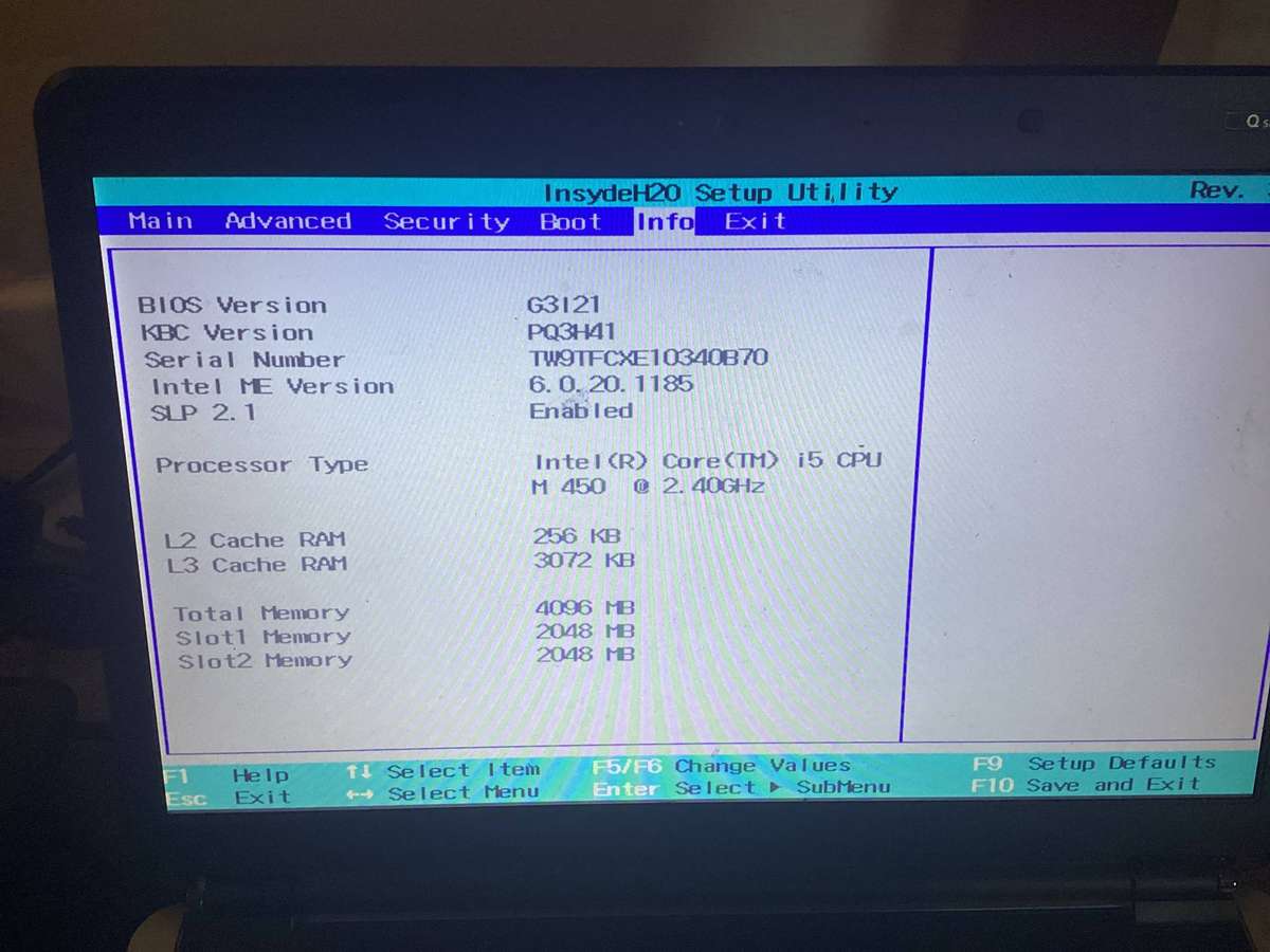 Gigabyte laptop I5 1st Gen for spares/repair