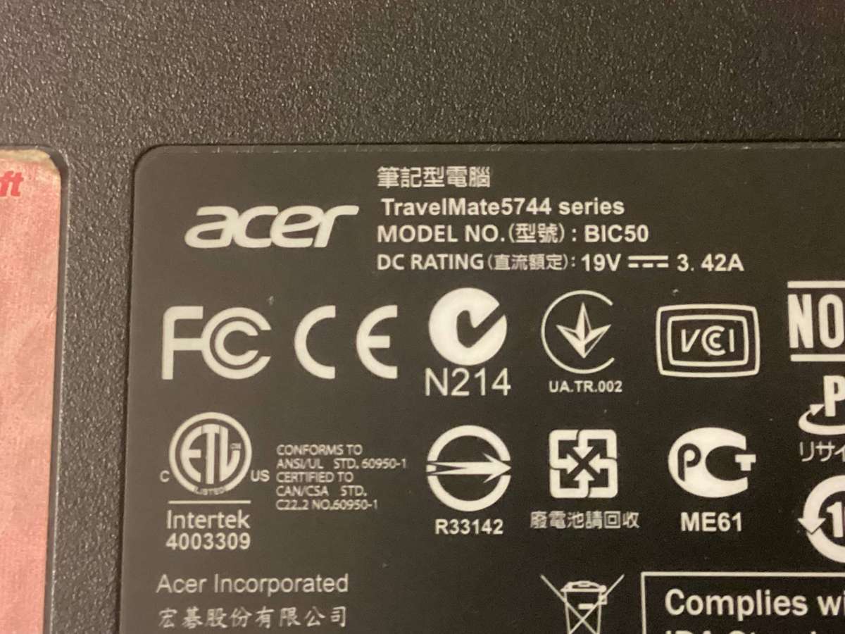Acer travelmate 5744 for spares/repair