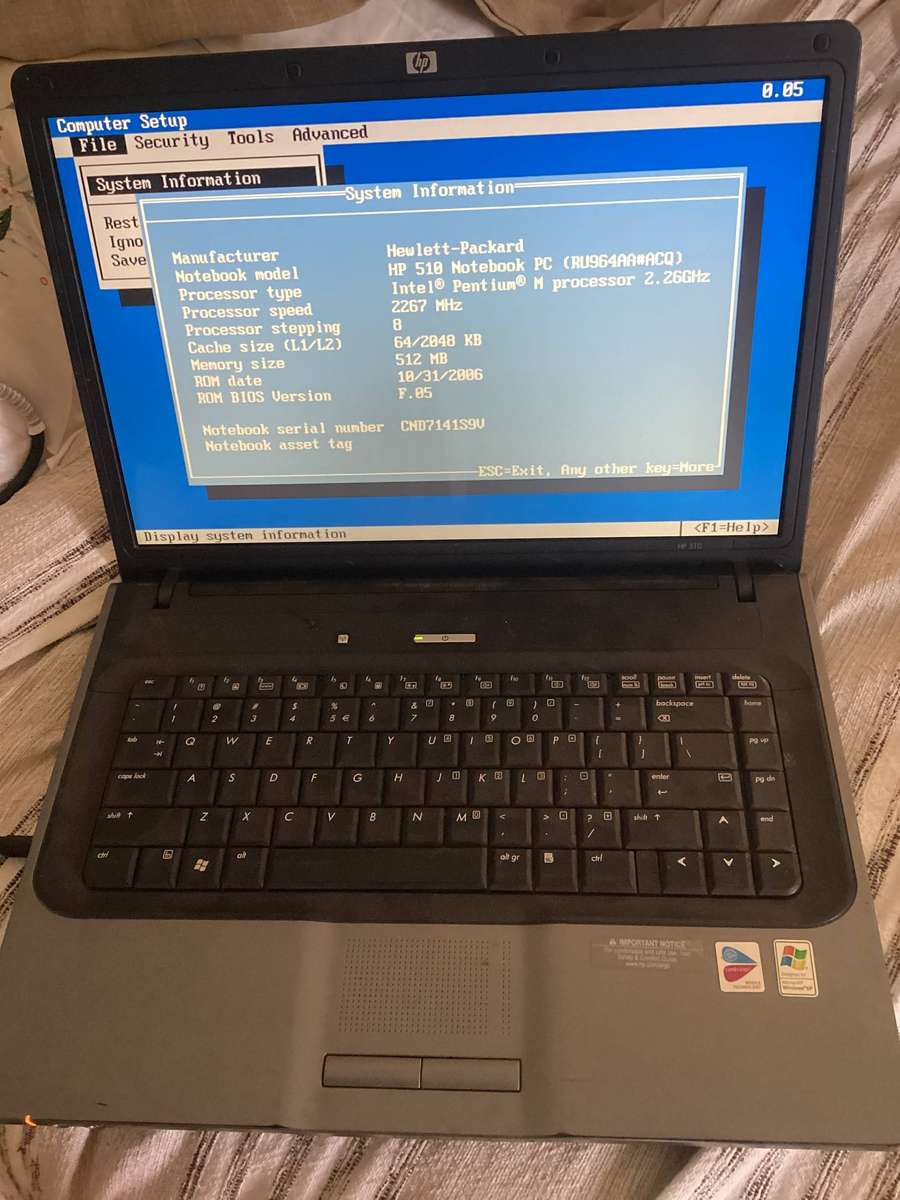 Hp 510 laptop for spares / repair