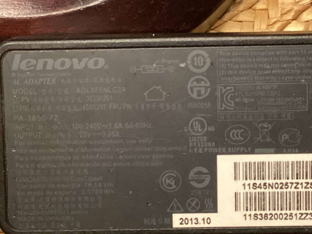 Lenovo laptop original charger - yellow tip
