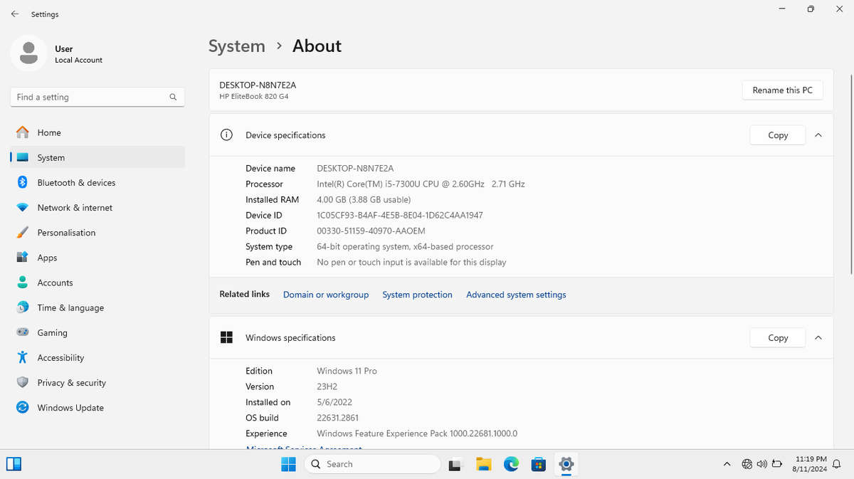 HP ELITEBOOK 820 G4 LAPTOP | CORE i5 7300U 2.6GHZ | 8GB RAM | 500GB HDD | WIN 11 PRO