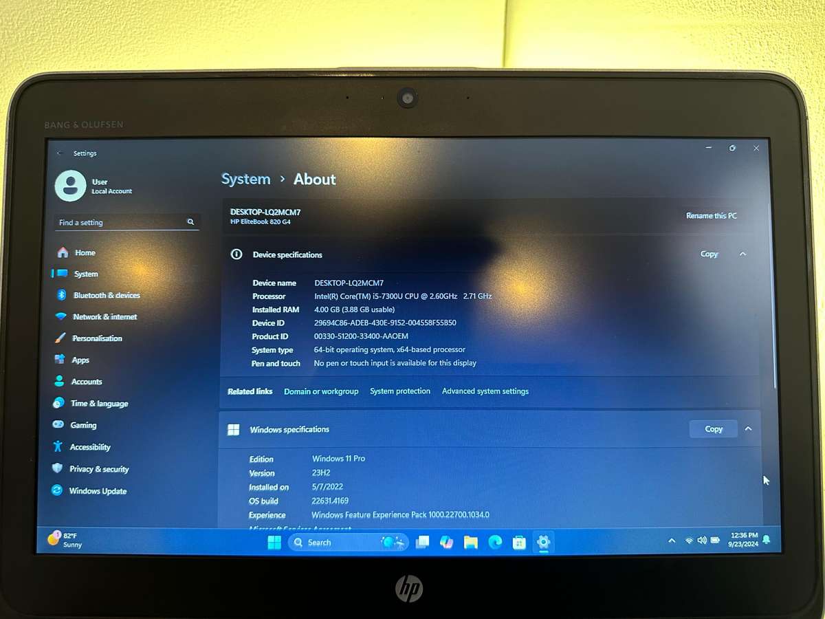 HP ELITEBOOK 820 G4 LAPTOP CORE i5 7300U 2.6GHZ 8GB RAM 500GB HDD WIN 11 PRO