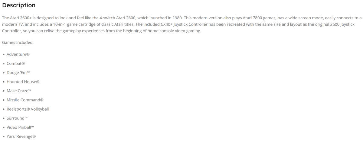 ATARI 2600+ Console With Games Loaded