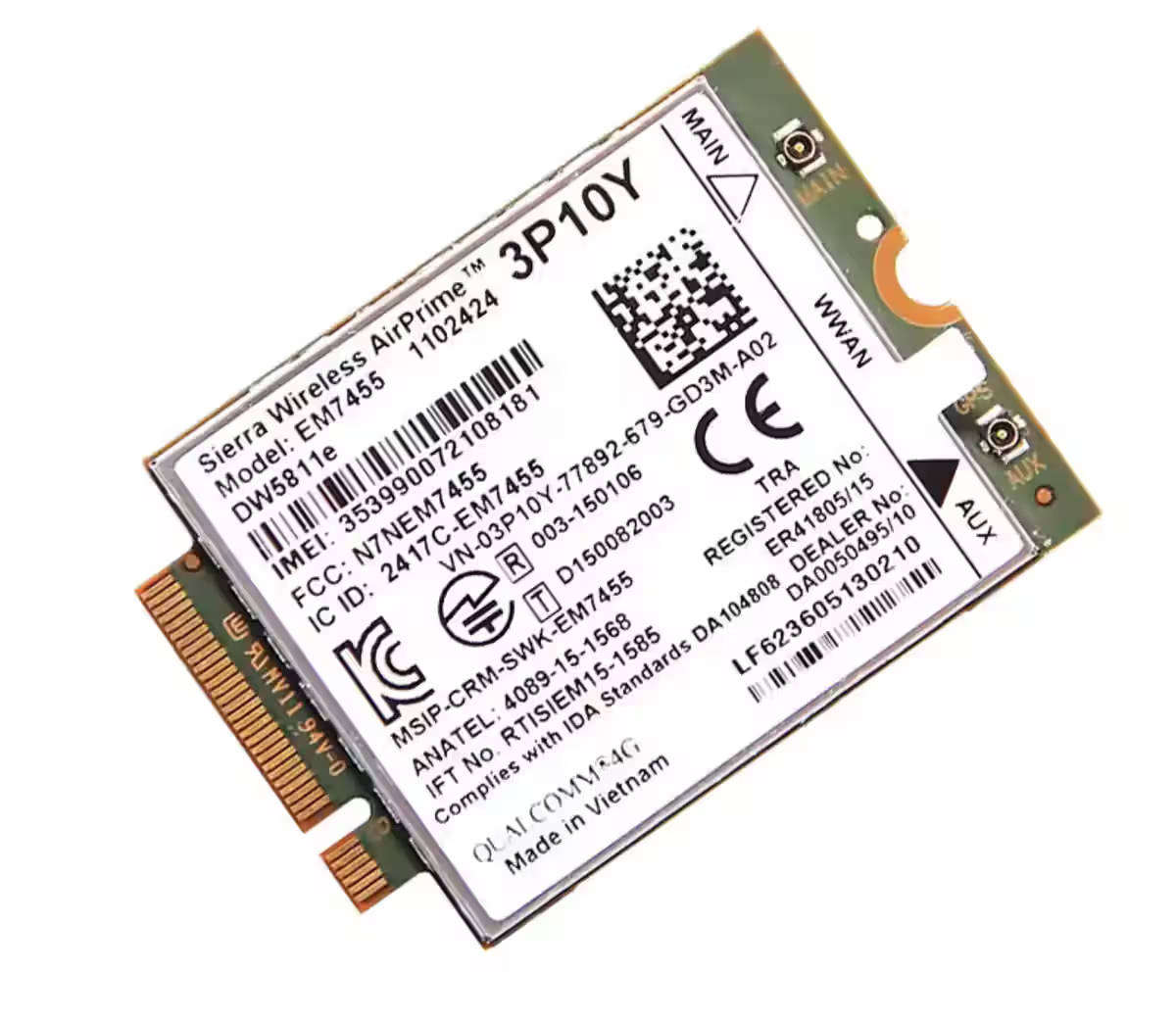 Sierra Wireless Airprime EM7455 DW5811e K9CNF CAT6 4G Module for DELL LAPTOPS E7270 E7470 E7370 E748