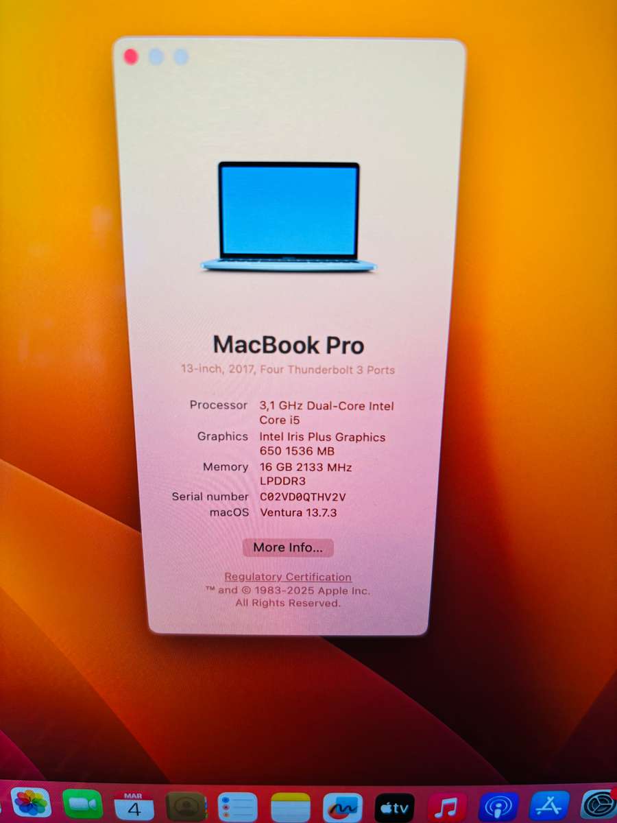 Macbook Pro 2017 13-inch Retina Display - Intel Core i5 - 16GB RAM - 1TB SSD - Touchbar & TouchID