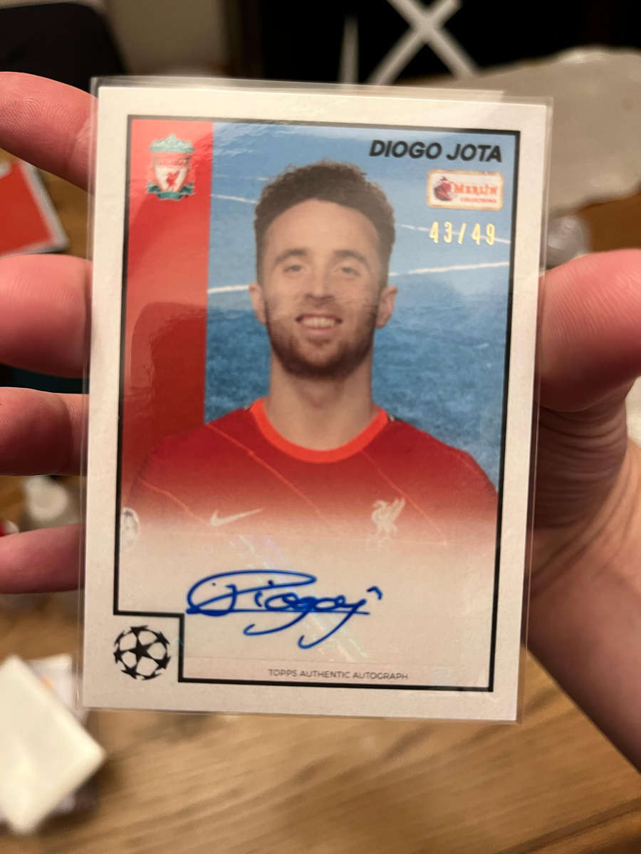 Limited Print Topps Chrome Merlin Heritage 97 Liverpool Diogo Jota Blue Auto Signature /49 - RARE