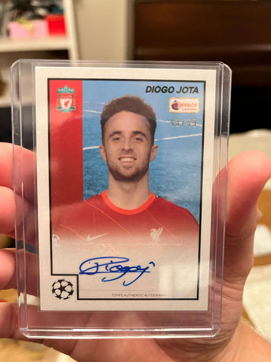 Limited Print Topps Chrome Merlin Heritage 97 Liverpool Diogo Jota Blue Auto Signature /49 - RARE