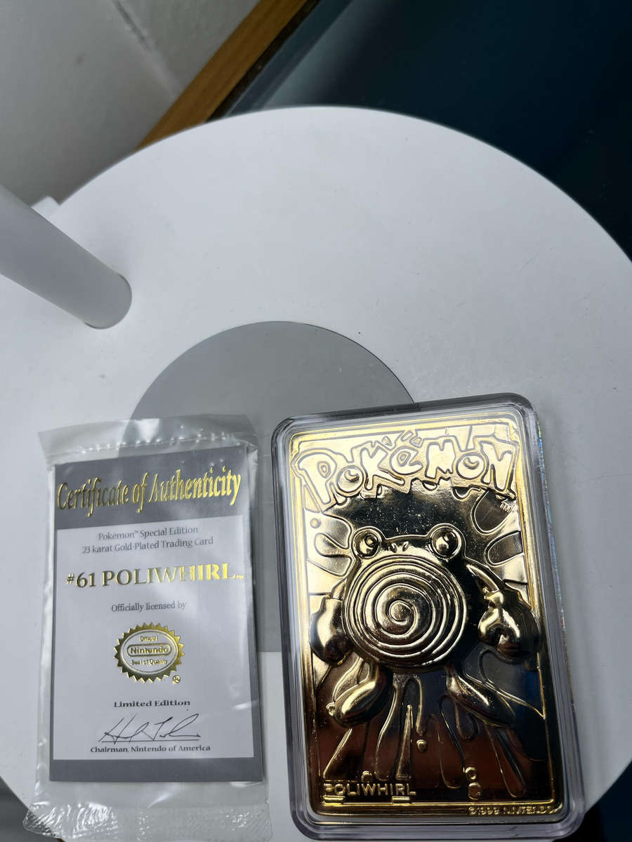 Pokemon Poliwhirl 23k Gold Plated Burger King 1999 Special Edition with COA