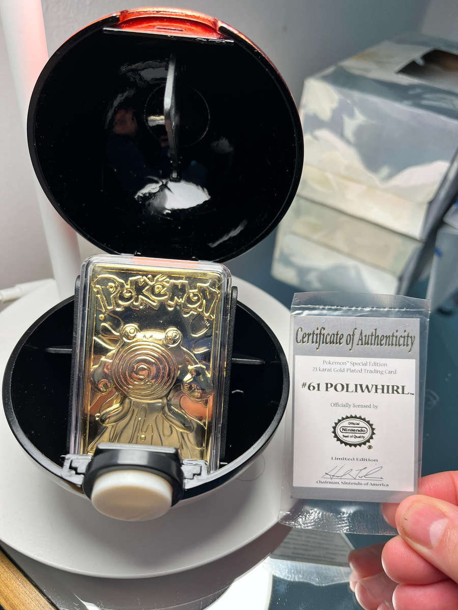 Pokemon Poliwhirl 23k Gold Plated Burger King 1999 Special Edition with COA