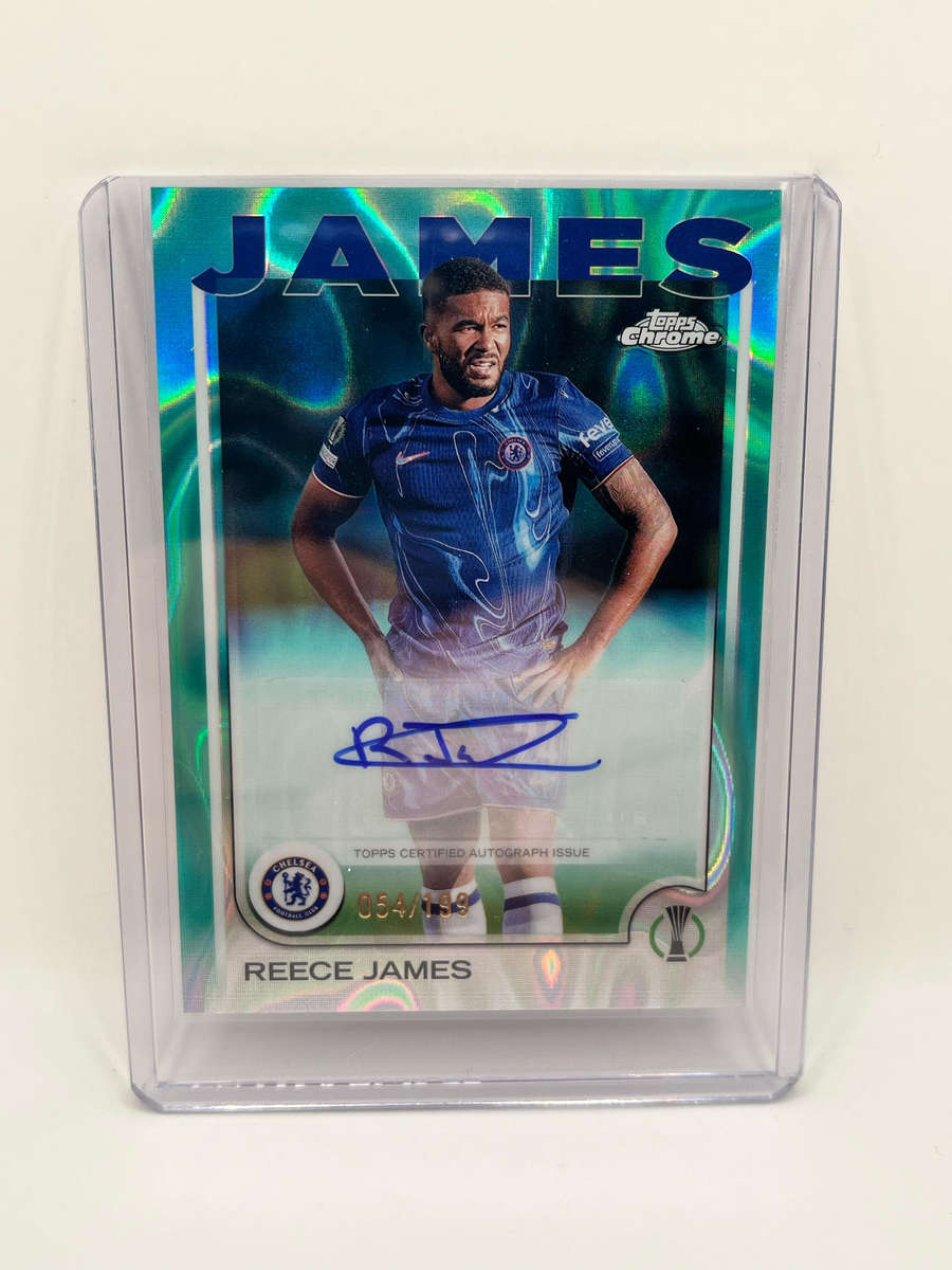 Limited Print Signed 2024 Topps Chrome UEFA #CA-RJ Reece James Chelsea FC Auto /199
