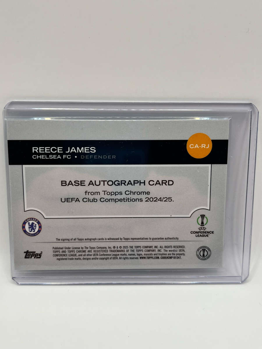 Limited Print Signed 2024 Topps Chrome UEFA #CA-RJ Reece James Chelsea FC Auto /199