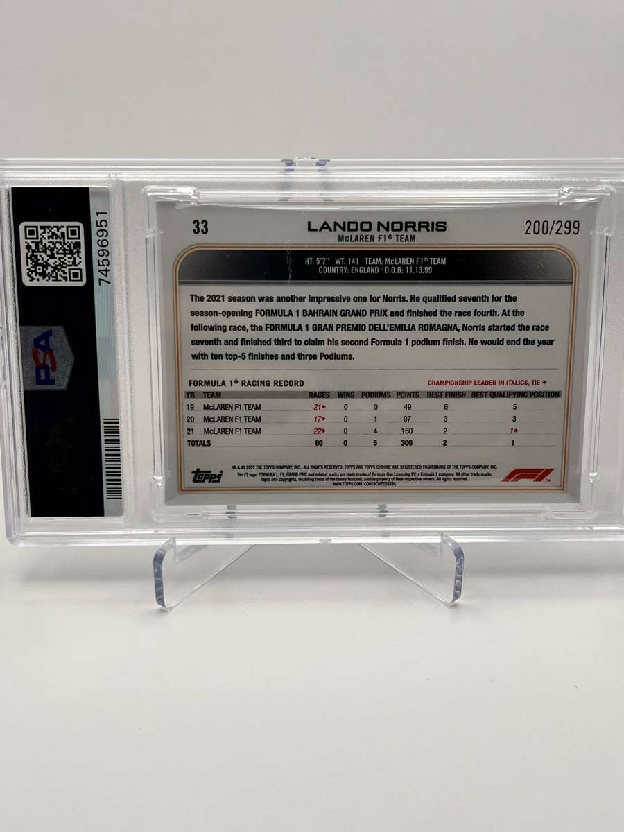 Topps Chrome F1 2022 Lando Norris Mini Diamonds /299 - PSA 9 Mint (POP 7)