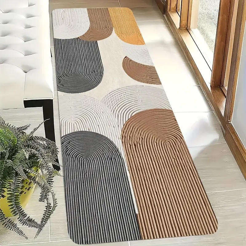 1pc Geometric Nordic-Inspired Soft Runner Rug