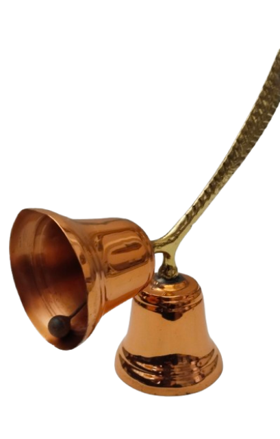 TWIN-HANDBELL WITH PALM BRANCH HANDLE