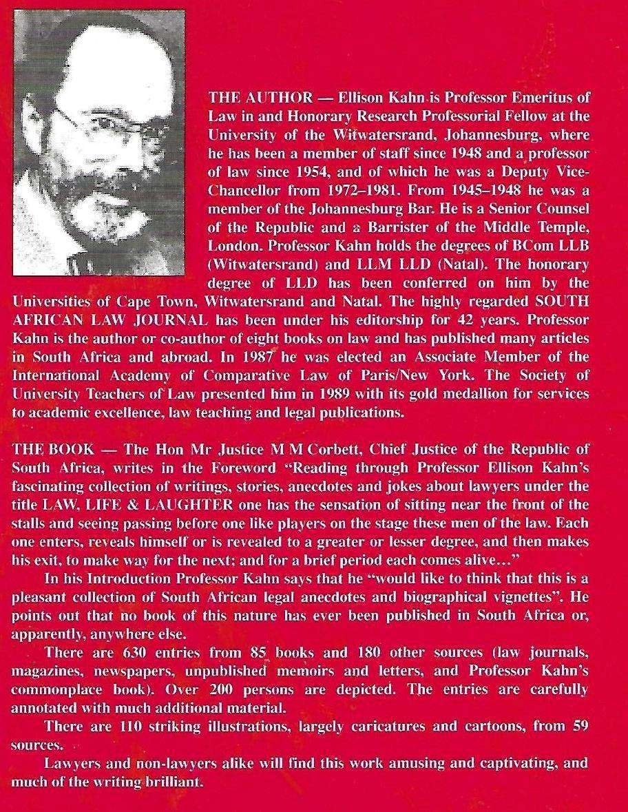 LAW, LIFE & LAUGHTER: LEGAL ANECDOTES & PORTRAITS Ellison Kahn