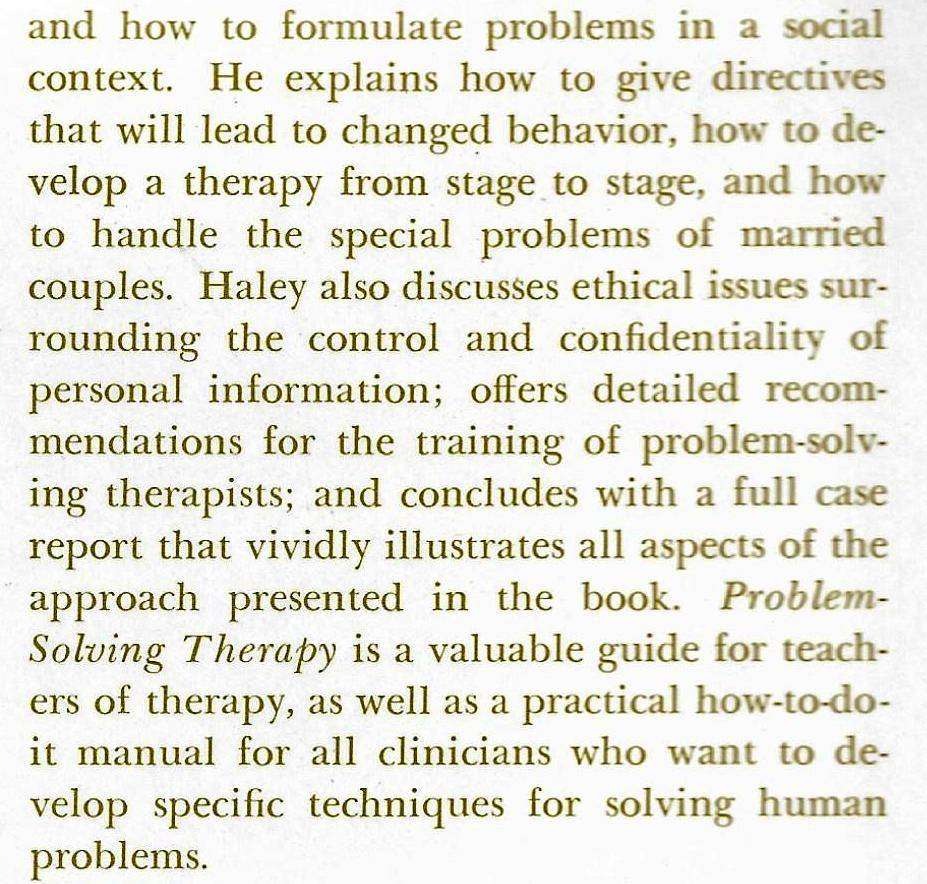 PROBLEM-SOLVING THERAPY Jay Haley