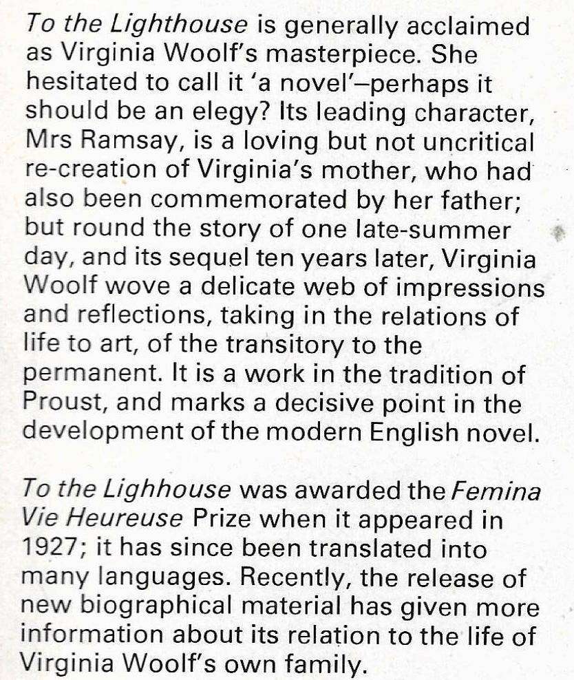 TO THE LIGHTHOUSE Virginia Woolf