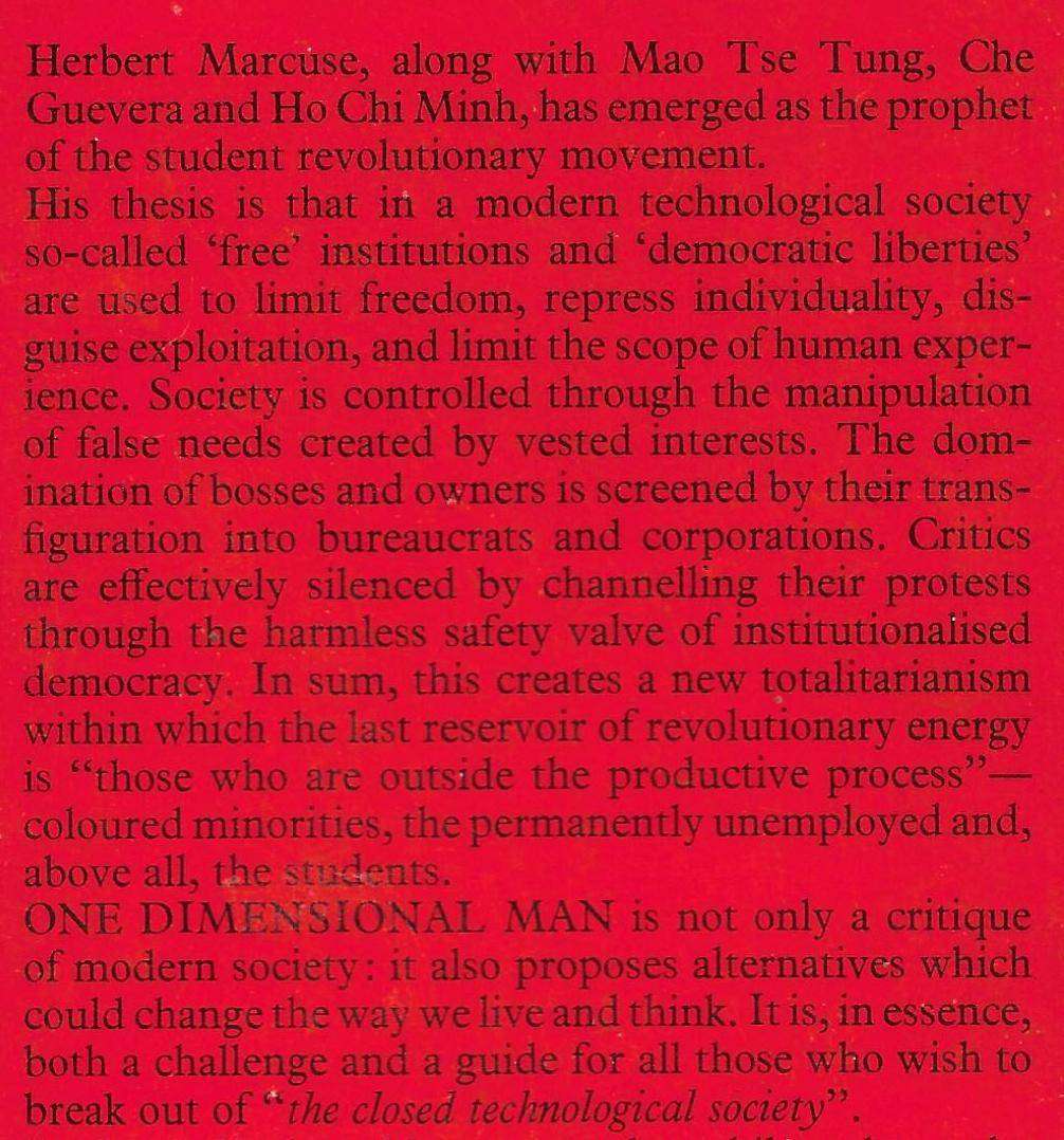 ONE-DIMENSIONAL MAN Herbert Marcuse