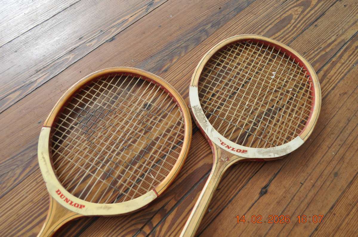 Vintage Dunlop Wooden Squash Rackets