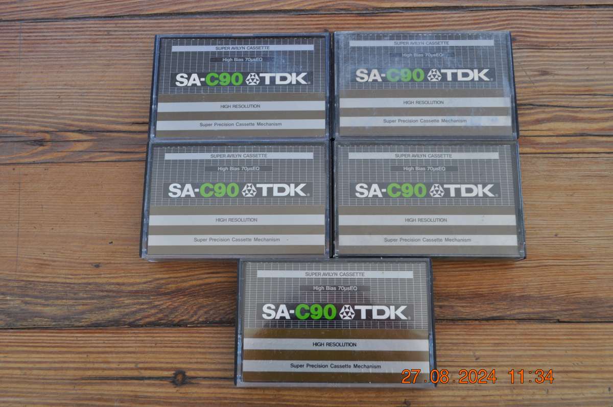 TDK SA-C90 Pre-Owned Cassettes x 5