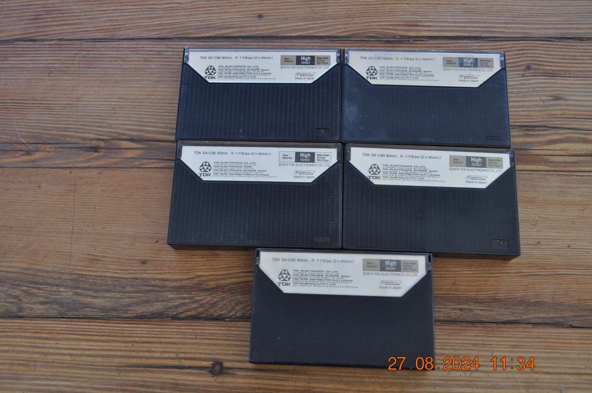 TDK SA-C90 Pre-Owned Cassettes x 5