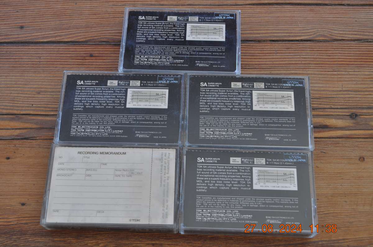 TDK SA-A90 Pre-Owned Cassettes x 5