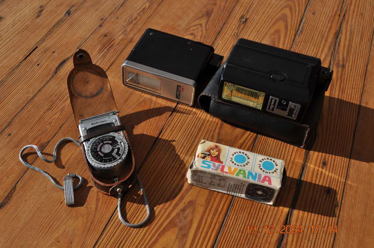 Vintage Camera Flashes and Light Meter