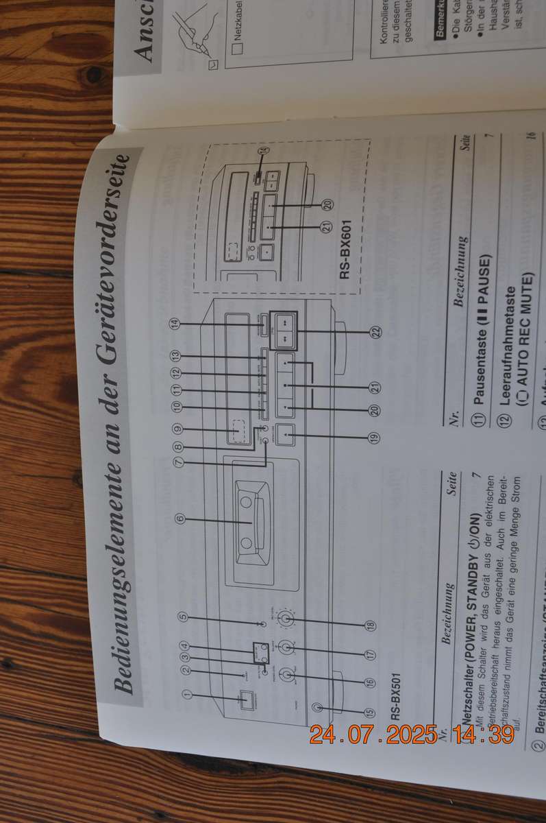 Technics RS-BX 501/601 Cassette Player User Manual (not english)