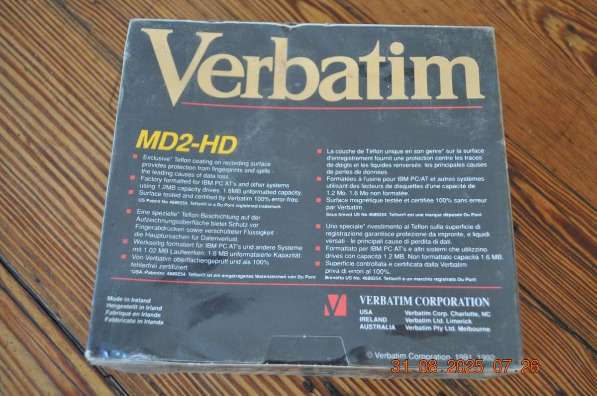Vintage Verbatim MD2- HD Floppy Disk (new sealed)