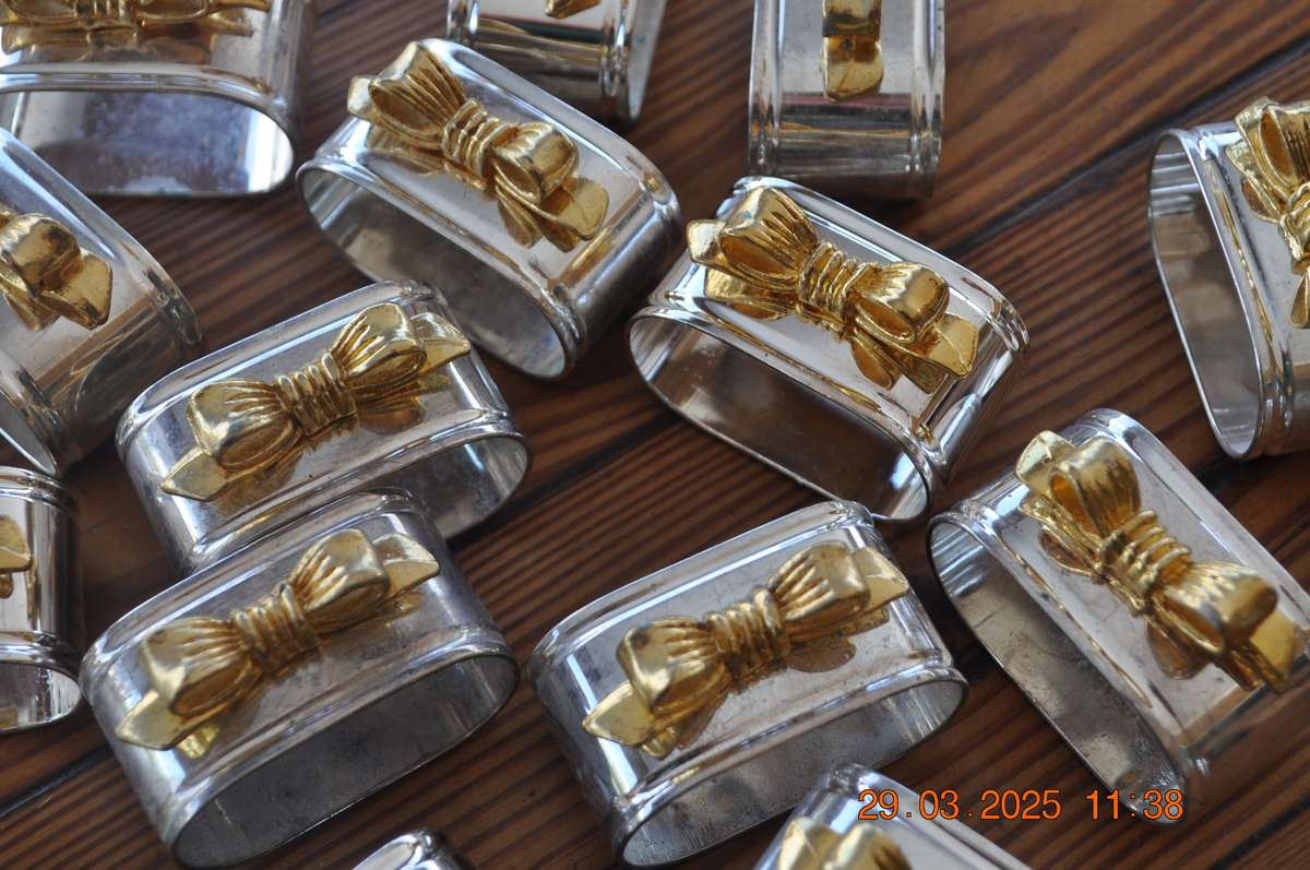 Vintage Napkin Holders Chrome and Gold Plated (14 in total)