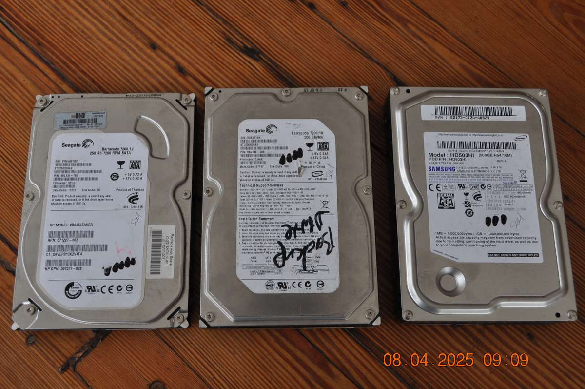 Sata PC Desk Top Hard Drives 250GB x 2 and 500GB