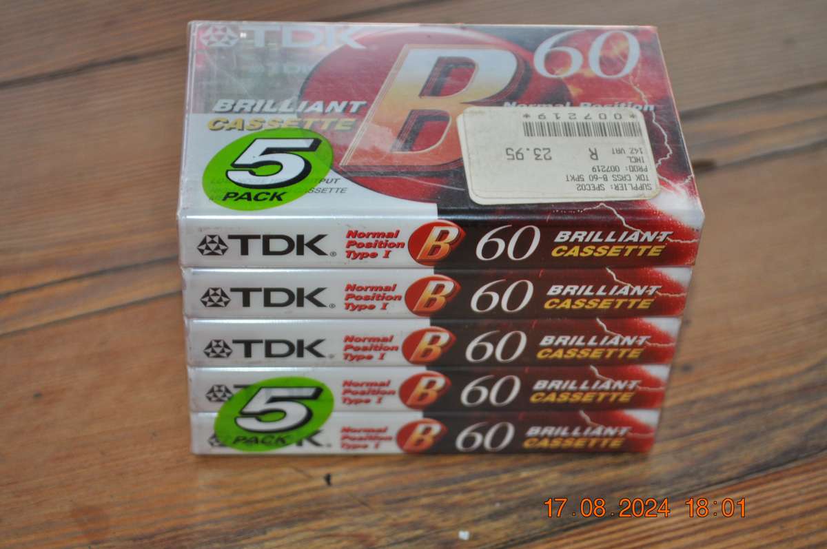 Old School TDK B 60 Cassettes 5 Pack  New Sealed