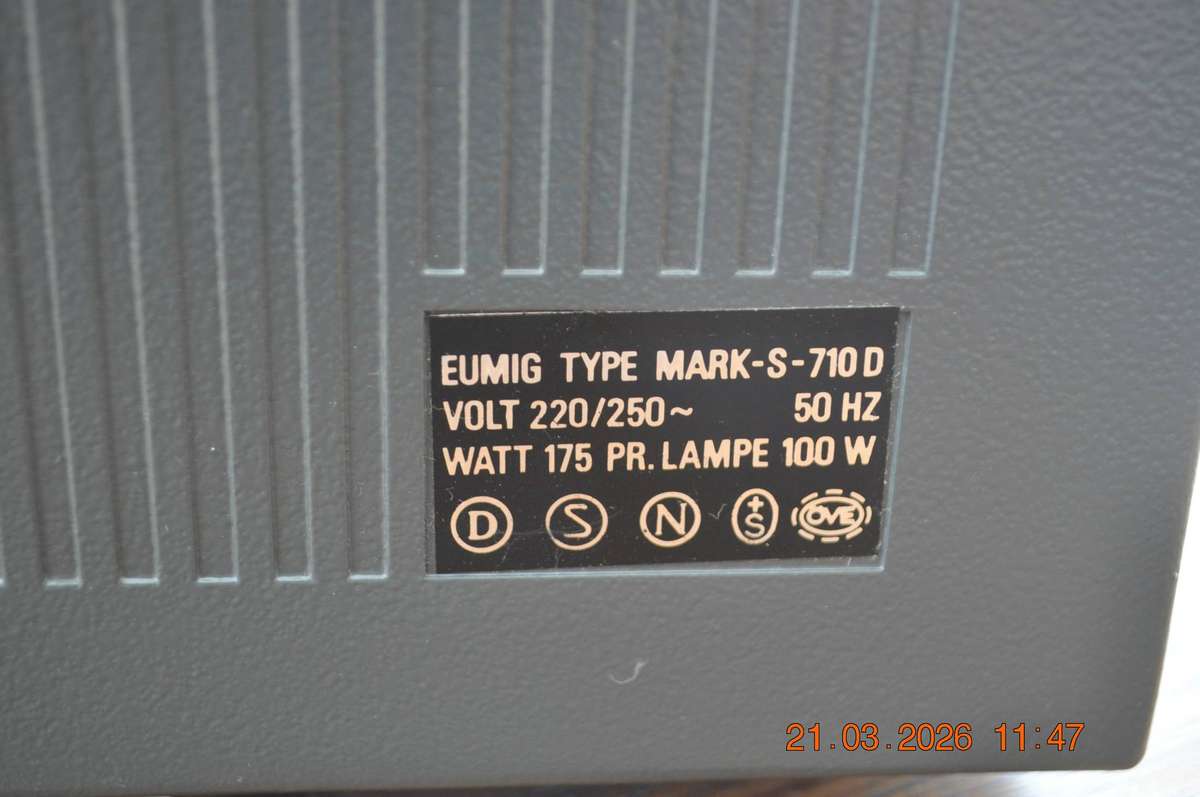 Vintage Eumig Mark-S 710D 8mm and Super 8mm Film Projector (as is)