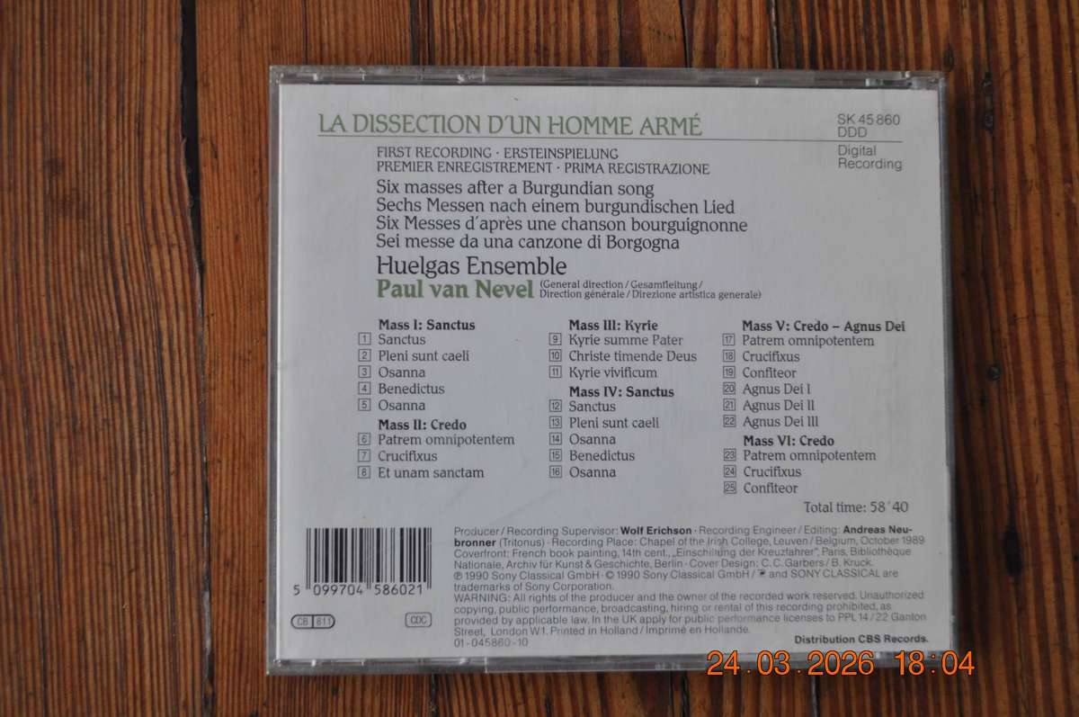 La Dissection Dun Homme Arme  Paul Van Nevel (classical cd)