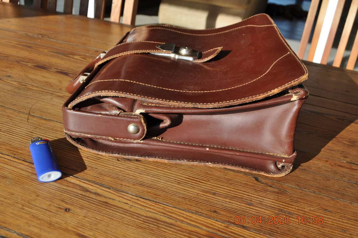 Vintage Cheney England Leather Briefcase Doctors Bag Document File