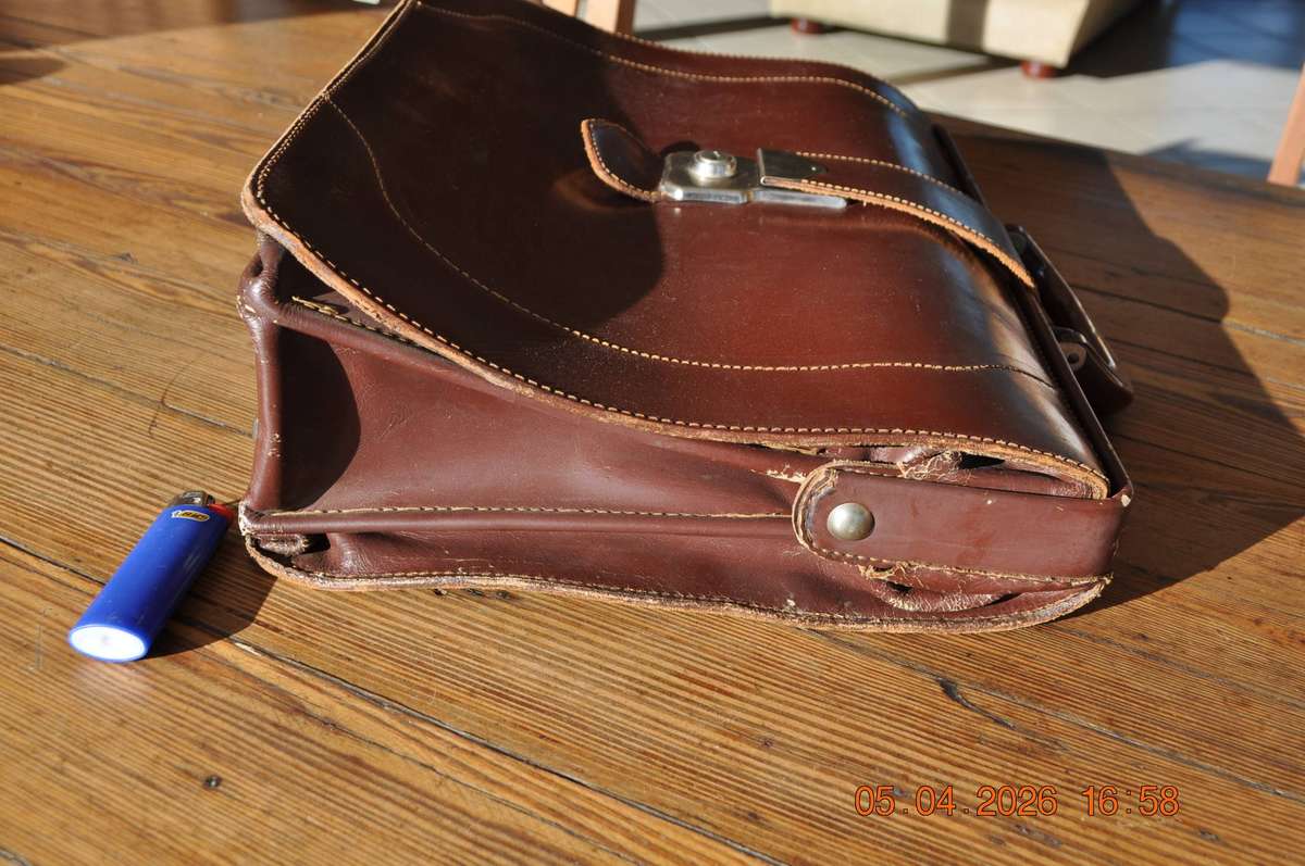 Vintage Cheney England Leather Briefcase Doctors Bag Document File