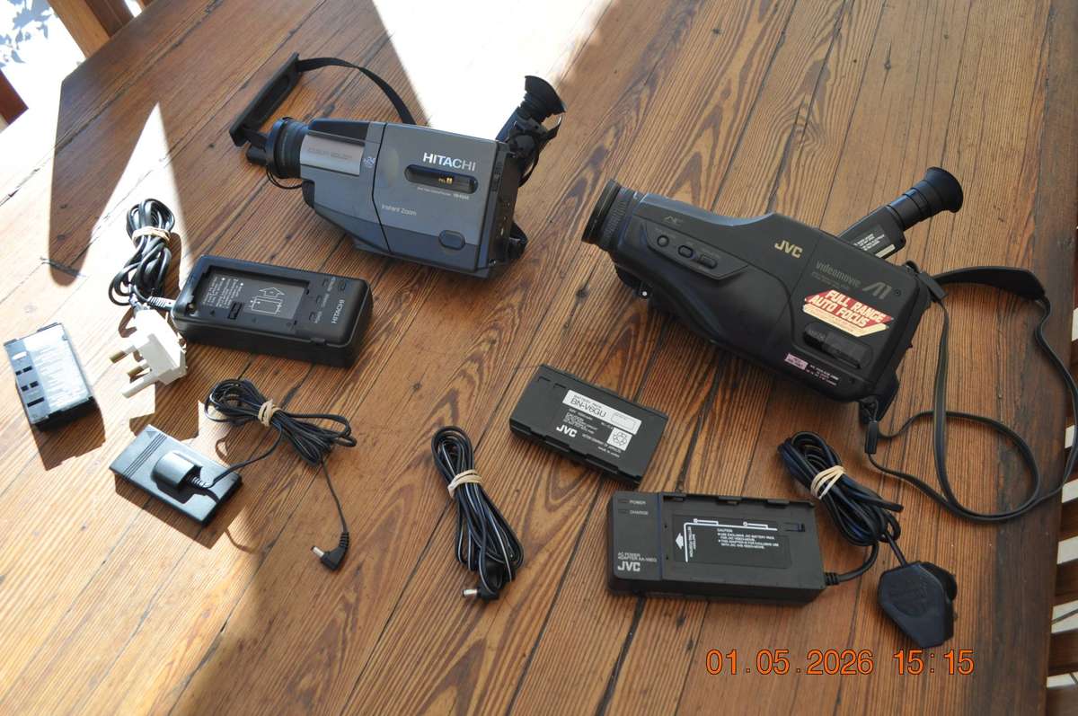 Vintage JVC and Hitachi Video Movie Camcorders (as is)