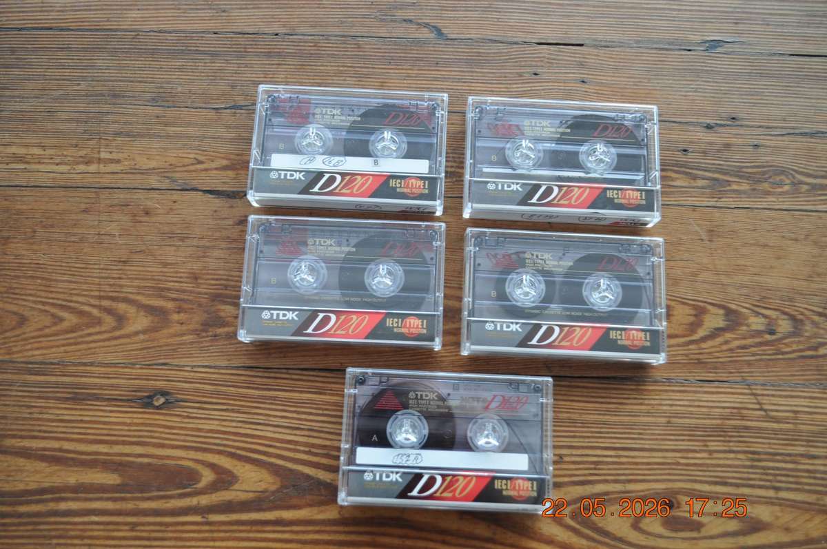 Vintage TDK D120 Cassettes x 5