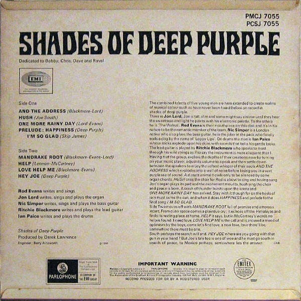 Deep Purple - Shades Of Deep Purple (Vinyl LP) PCSJ 7055