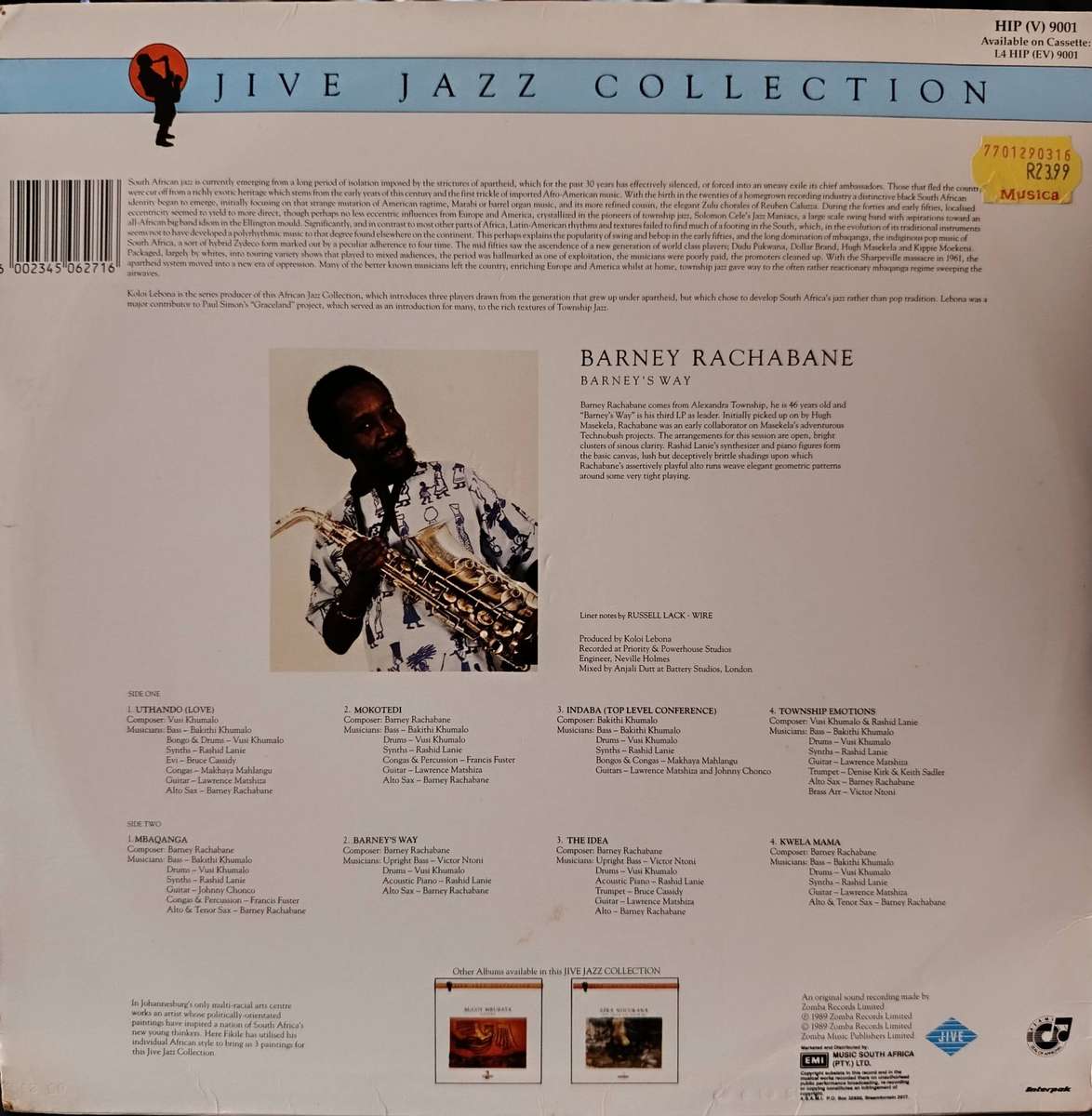 Barney Rachabane - Barney's Way (Vinyl LP) HIP (V) 9001