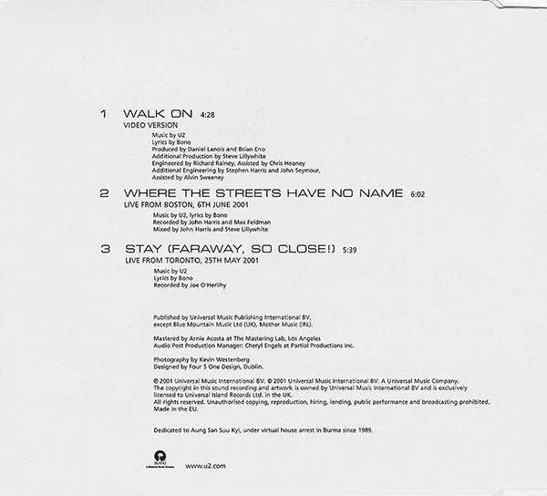 U2 - Walk On (CD Single)