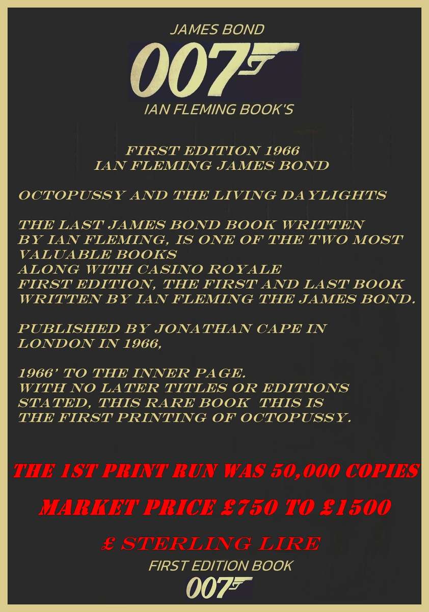 FIRST EDITION 1966 : IAN FLEMING JAMES BOND : OCTOPUSSY AND THE LIVING DAYLIGHTS.