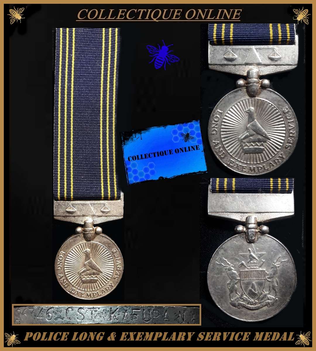 ZIMBABWE : A collector's item : RARE :  ORIGINAL MEDAL for Police Long & Exemplary Service Medal